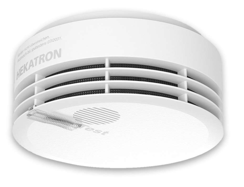 Stand-Alone-Rauchwarnmelder, Hekatron Genius Plus, weiß seidenmatt, mit Klebepad Stand-Alone-Rauchwarnmelder, Hekatron Genius Plus, weiß seidenmatt, mit Klebepad