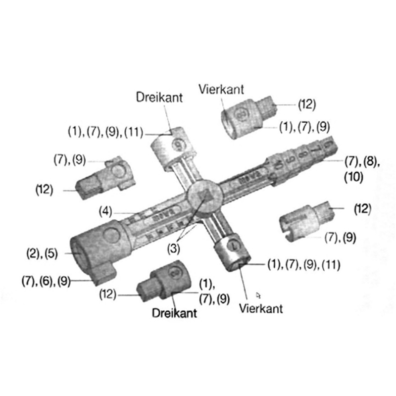 Bever & Klophaus Multifunktionsschlüssel,  für Drückergarnitur, 740