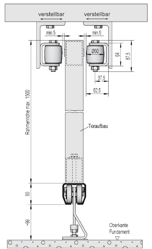 Beschlag-Set HELM mit Laufschiene 500, 4.000 mm