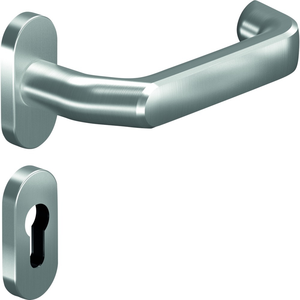 Artikelhauptbild OGRO Drücker-Halbgarnitur mit eckigen Rosetten 8116V FS, Aluminium