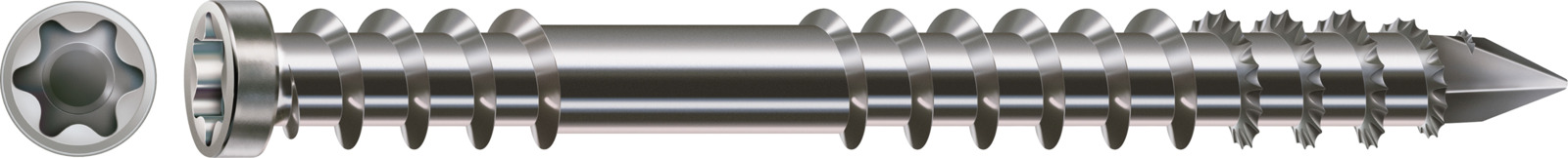 Artikelhauptbild SPAX Edelstahl A4 Terrassenschraube - Fixiergewinde, Zylinderkopf, T-STAR plus, CUT-Spitze