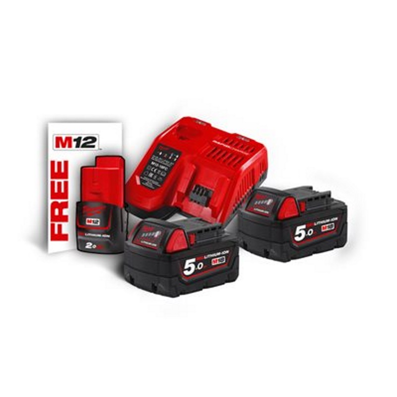 Akku-Pack Milwaukee M18 NRG-502 - Ladegerät mit 2 Akkus