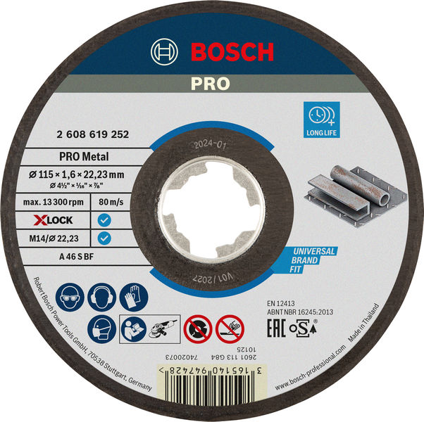 Bosch PRO Metal X-Lock Trennscheibe, 115 x 1,6 x 22,23 mm