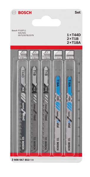 Artikelhauptbild Bosch 5-tlg. Stichsägeblatt-Set Wood and Metal, T-Schaft