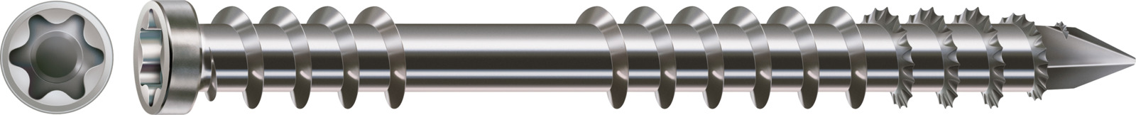 SPAX Terrassenschraube, Fixiergewinde, Zylinderkopf, T-STAR plus, CUT-Spitze, Edelstahl rostfrei A2