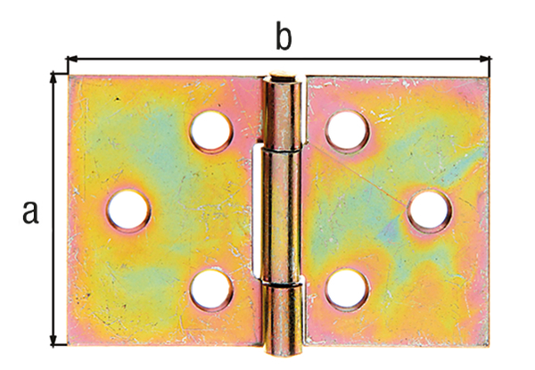 Scharnier HELO breit, Stahl galvanisch gelb verzinkt