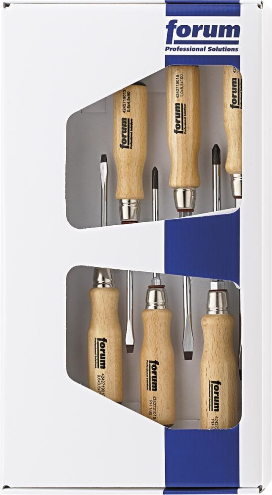 FORUM Schraubendreher-Satz  Holz6tlg. Schlitz/PZ