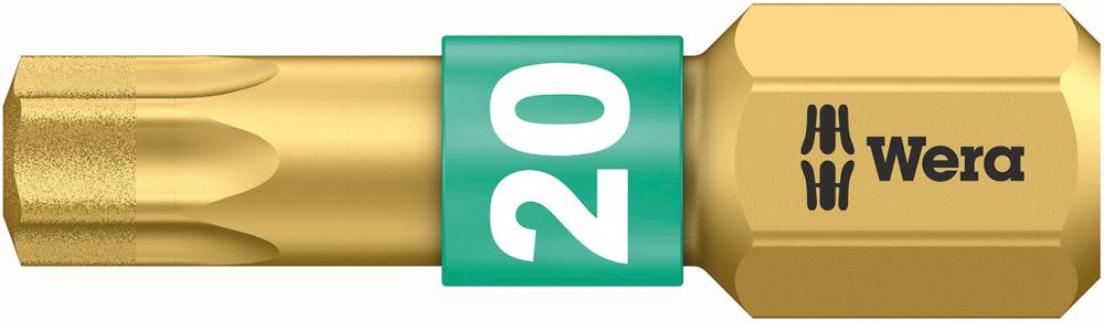 Bit für TORX-Schrauben 1/4", 25 mm lang, diamantbeschichtet mit Bi-Torsionsbereich, Wera Bit für TORX-Schrauben 1/4", 25 mm lang, diamantbeschichtet mit Bi-Torsionsbereich, Wera