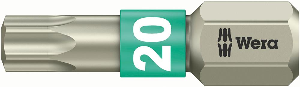 Bit für TORX-Schrauben 1/4", 25 mm lang, Edelstahl mit Torsionsbereich, Wera