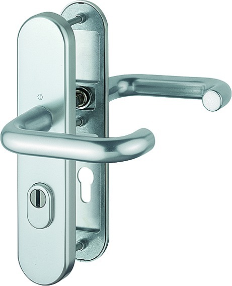 FH-Schutz-Drückergarnitur HOPPE mit Langschild Paris FS-138F/3332ZA/3310, Aluminium