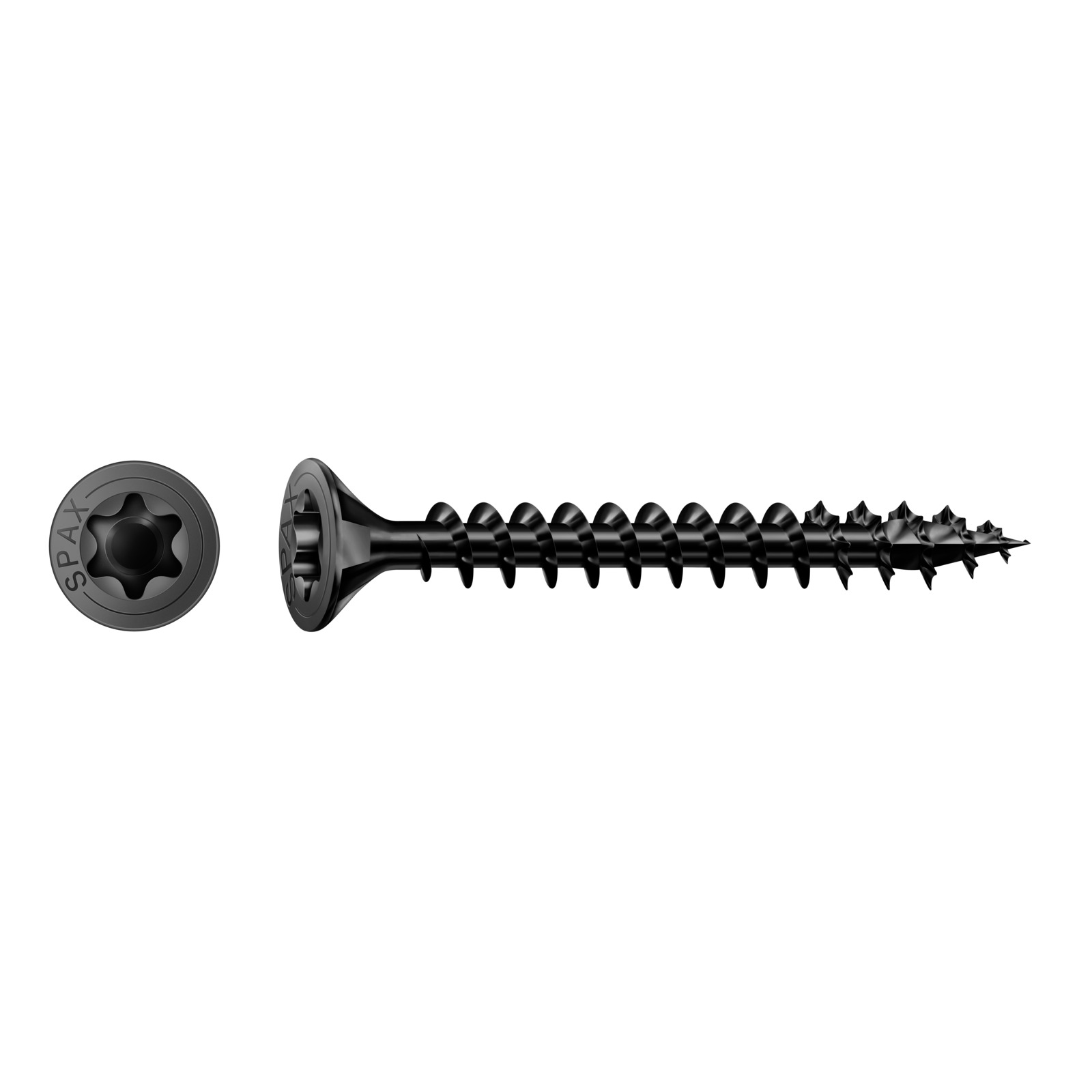SPAX Universalschraube BLAX - Vollgewinde, Senkkopf, T-STAR plus, 4-CUT, Schwarz verzinkt